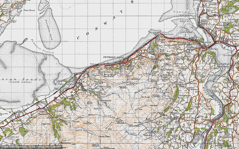 Old Map of Historic Map covering Afon Maes-y-bryn in 1947