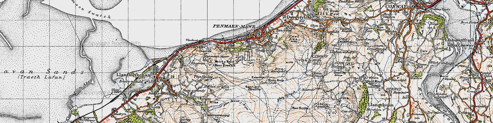 Old map of Afon Maes-y-bryn in 1947