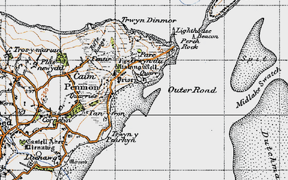 Old map of Penmon in 1947