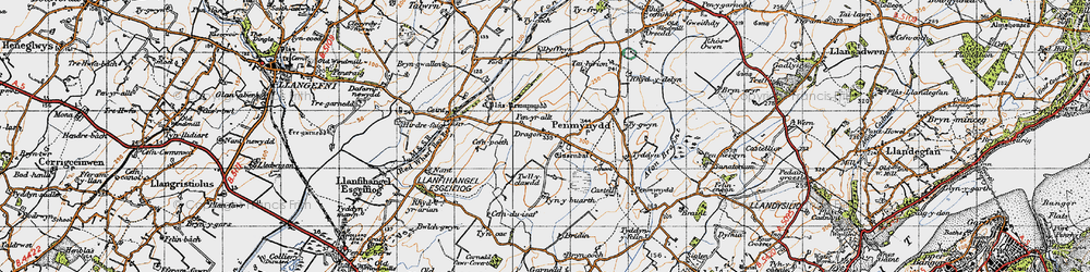 Old map of Plas Penmynydd in 1947