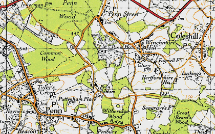 Old map of Penn Bottom in 1946