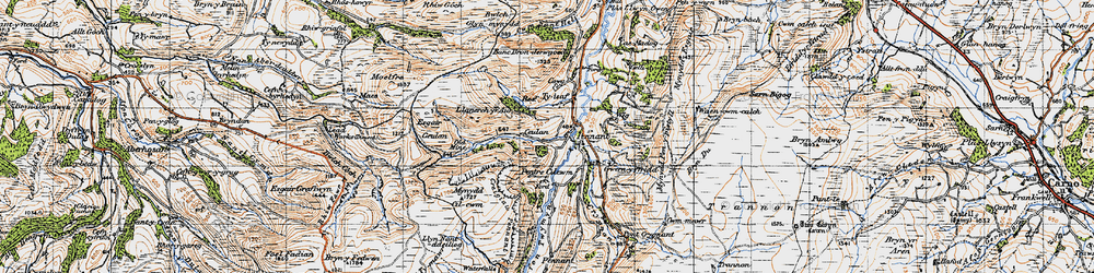 Old map of Afon Twymyn in 1947