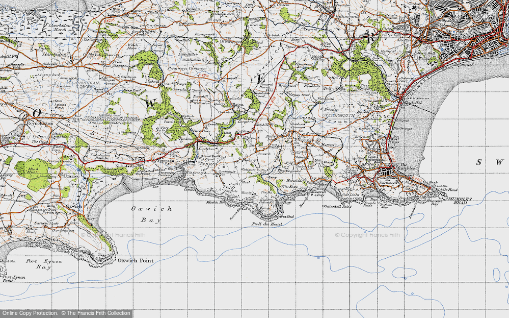 Old Map of Historic Map covering Widegate in 1947