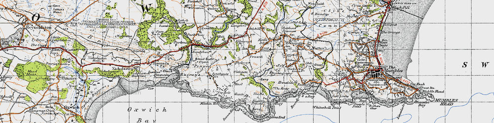 Old map of Pennard in 1947