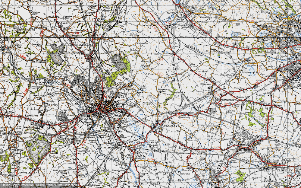 Old Map of Historic Map covering Borsdane Wood in 1947