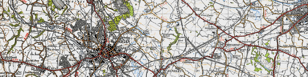 Old map of Borsdane Wood in 1947