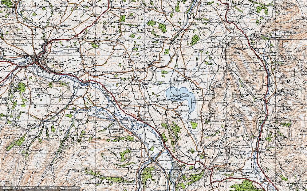 Old Map of Historic Map covering Bryn-llici in 1947