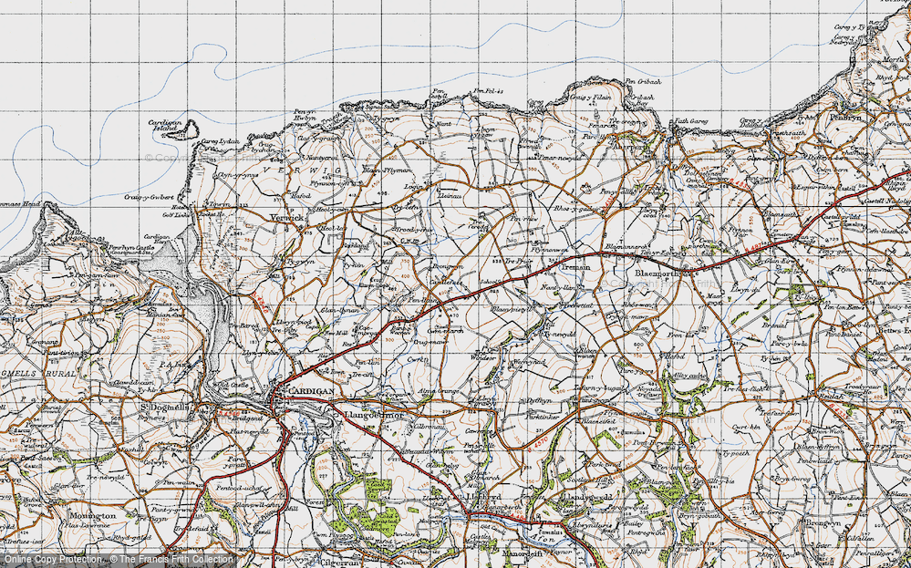 Old Map of Historic Map covering Felinwynt in 1947