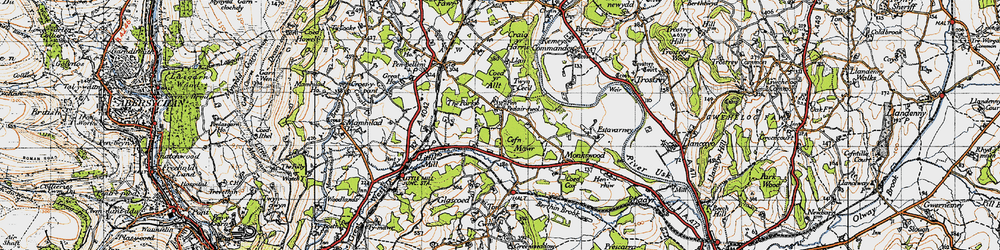 Old map of Penpedairheol in 1946