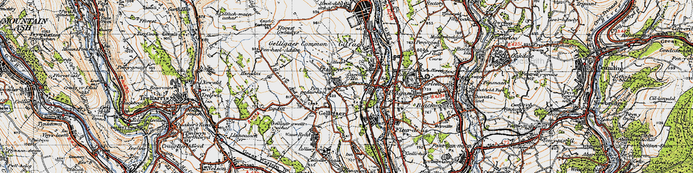 Old map of Penpedairheol in 1947