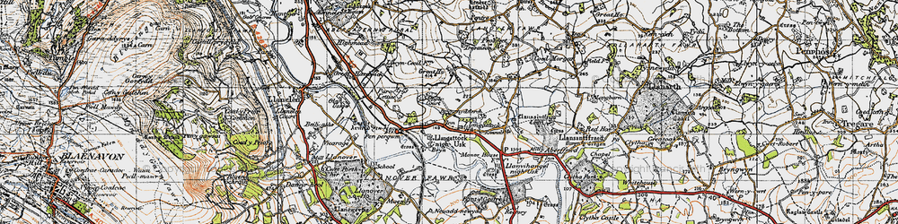 Old map of Brynrhydderch in 1946