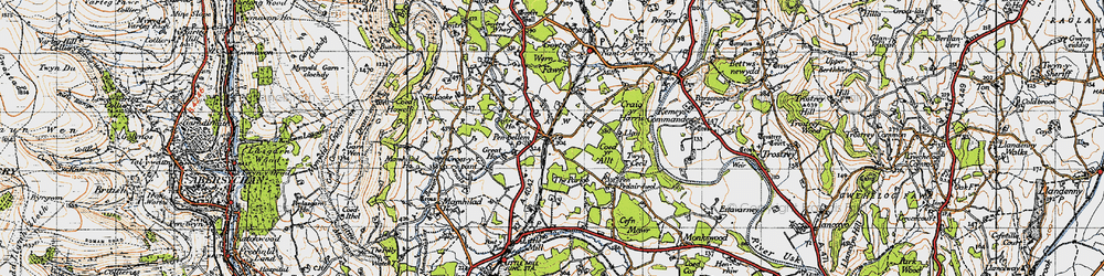 Old map of Penperlleni in 1946