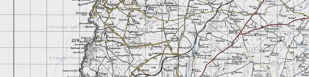 Old map of Penpethy in 1946