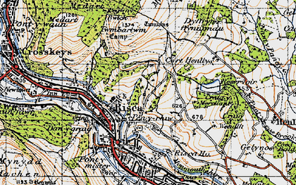 Old map of Penrhiw in 1947