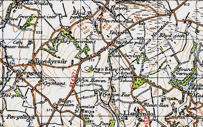 Old map of Blaengwenllan Cross in 1947