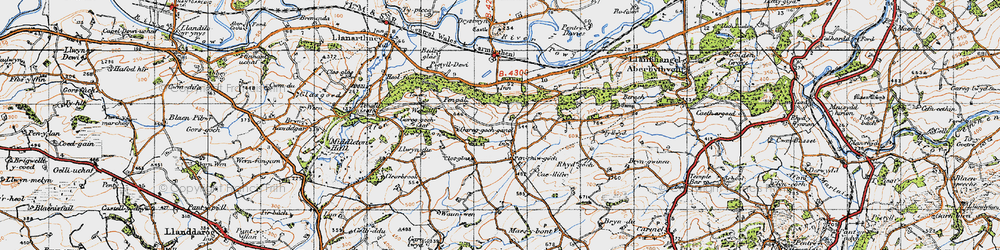 Old map of Afon Gwynon in 1947