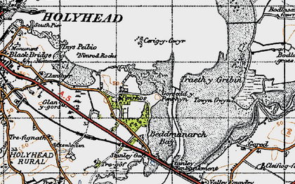 Old map of Beddmanarch Bay in 1947
