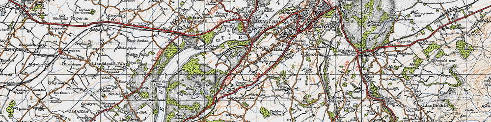 Old map of Treborth Hall in 1947