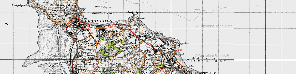 Old map of Penrhyn Bay in 1947