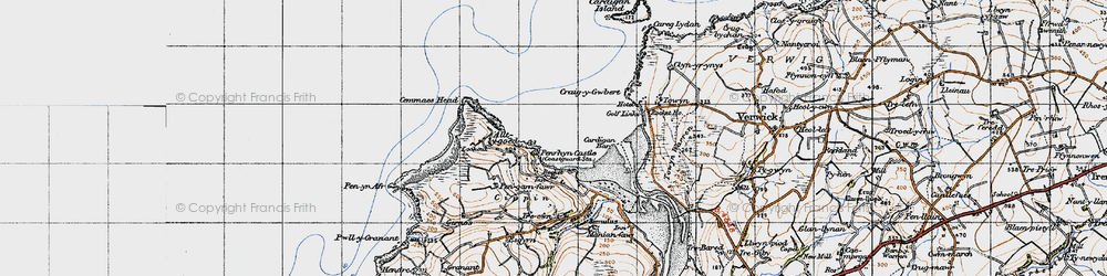 Old map of Penrhyn Castle in 1947