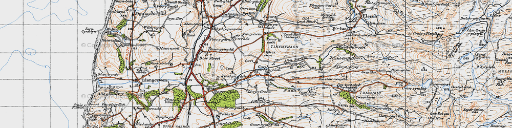Old map of Penrhyn-coch in 1947