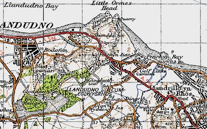 Old map of Penrhyn side in 1947