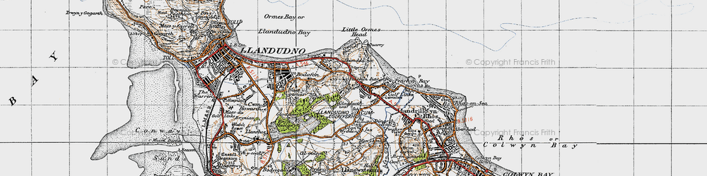 Old map of Penrhyn side in 1947