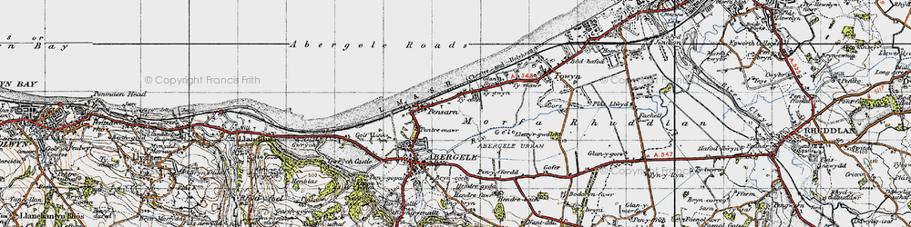 Old map of Pensarn in 1947