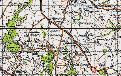 Old map of Pensax in 1947