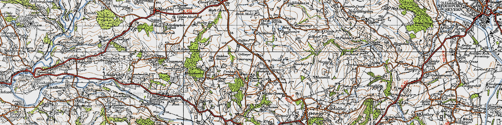 Old map of Pensax in 1947