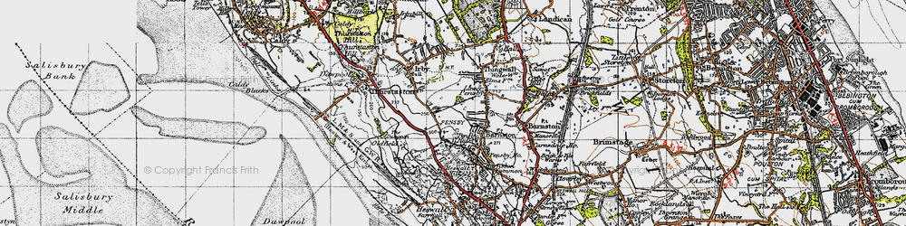 Old map of Pensby in 1947