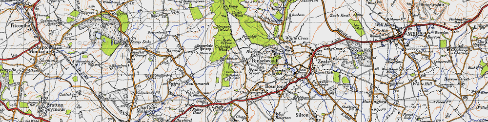 Old map of Penselwood in 1945