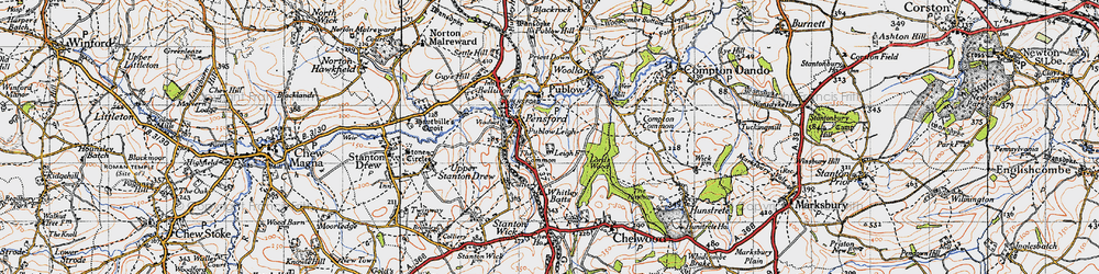 Old map of Pensford in 1946