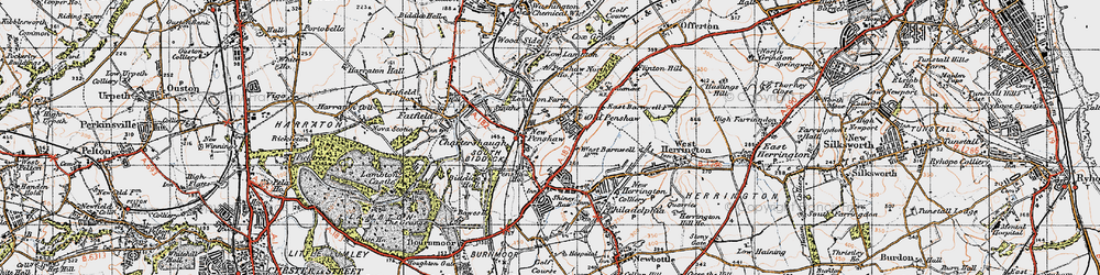 Old map of Penshaw in 1947