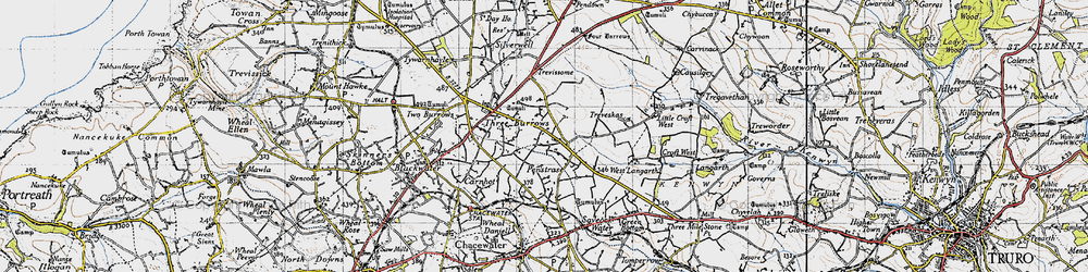 Old map of Penstraze in 1946