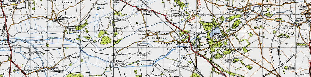 Old map of Pentney in 1946