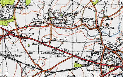Old map of Penton Corner in 1945
