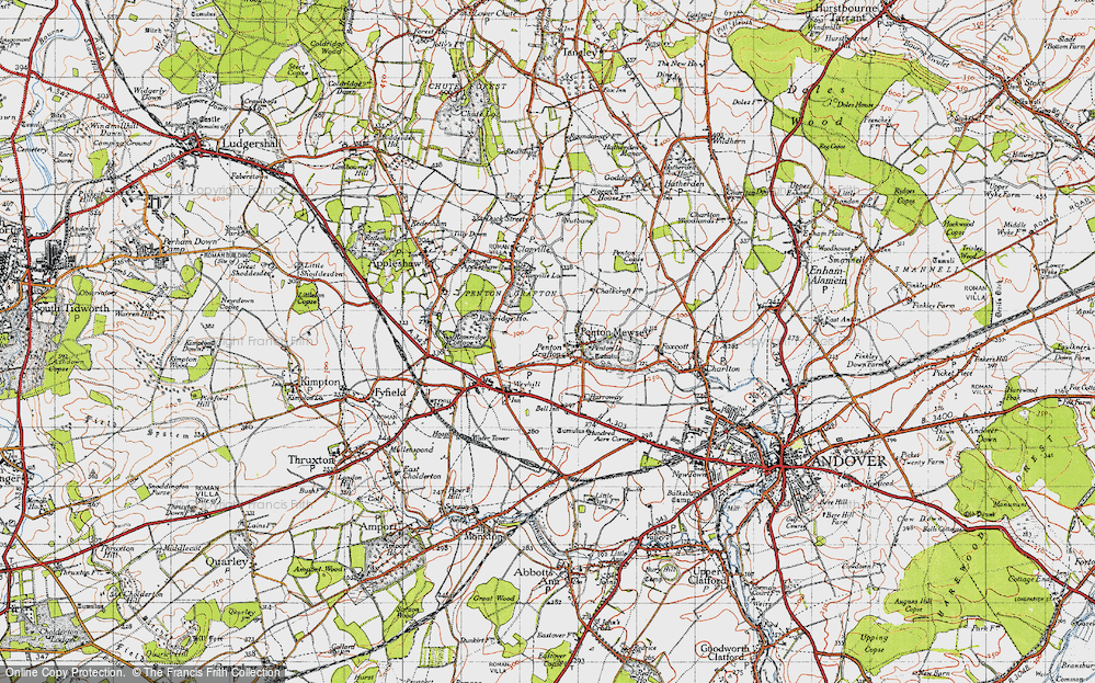 Old Map of Historic Map covering Weyhill Service Area in 1945