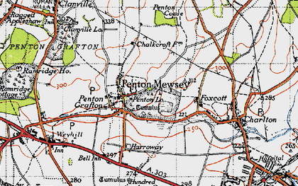 Old map of Penton Mewsey in 1945