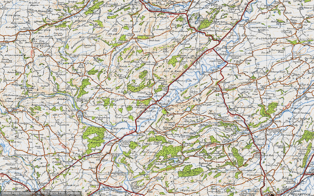 Old Map of Historic Map covering Alltfawr in 1947