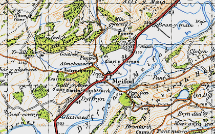 Old map of Broniarth Hill in 1947