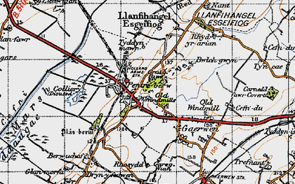 Old map of Berw-uchaf in 1947