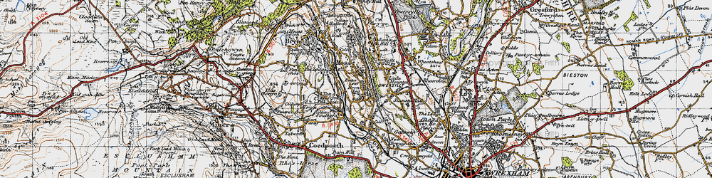 Old map of Pentre Broughton in 1947