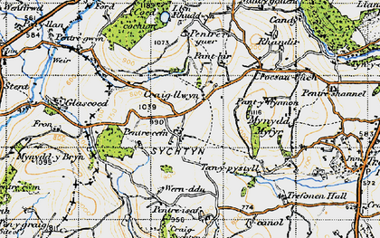 Old map of Pentre-cefn in 1947
