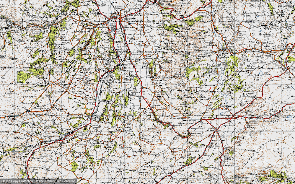 Old Map of Historic Map covering Bryn-chwareu in 1947