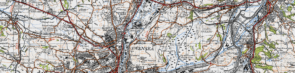 Old map of Pentre-chwyth in 1947