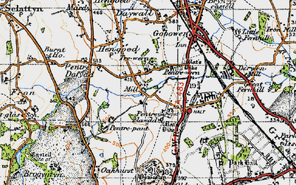 Old map of Pentre-clawdd in 1947