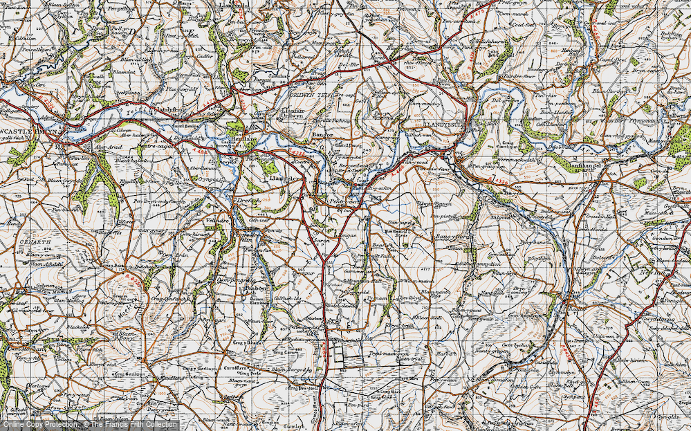 Old Map of Pentre-cwrt, 1947 in 1947