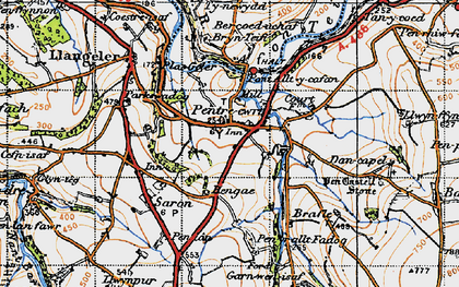 Old map of Pentre-cwrt in 1947