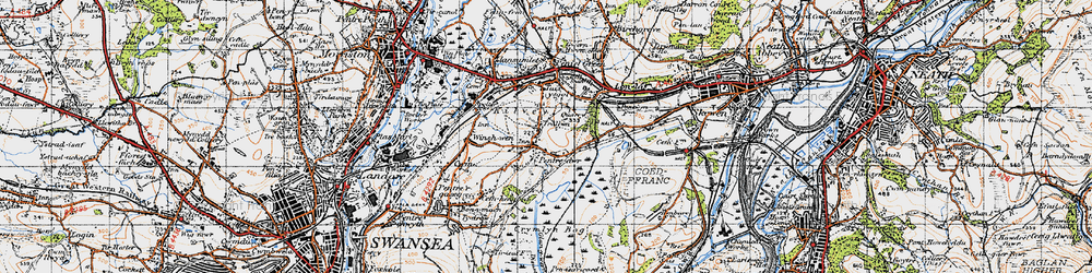 Old map of Pentre-dwr in 1947